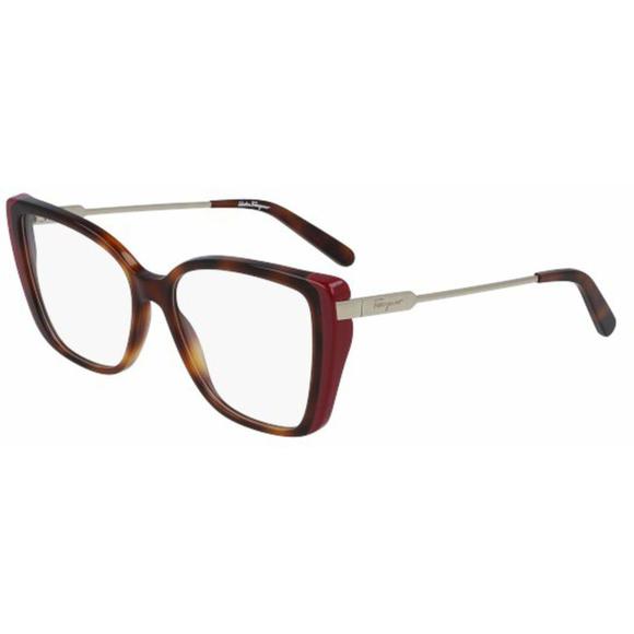 NEW Salvatore Ferragamo SF 2850 209 Havana & Cherry Red Eyeglasses 54/15/140